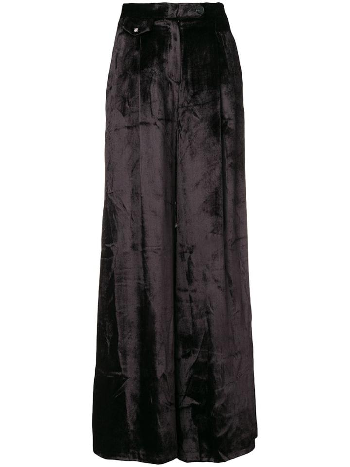 John Richmond Velvet Wide-leg Trousers - Black