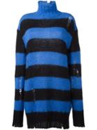Filles A Papa Turtleneck Striped Dress, Women's, Size: 2, Blue, Polyamide/mohair/merino