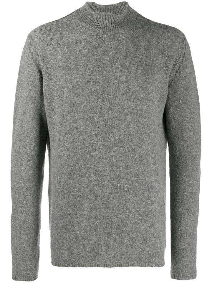 Roberto Collina Knitted Wool Turtle Neck Sweatshirt - Grey