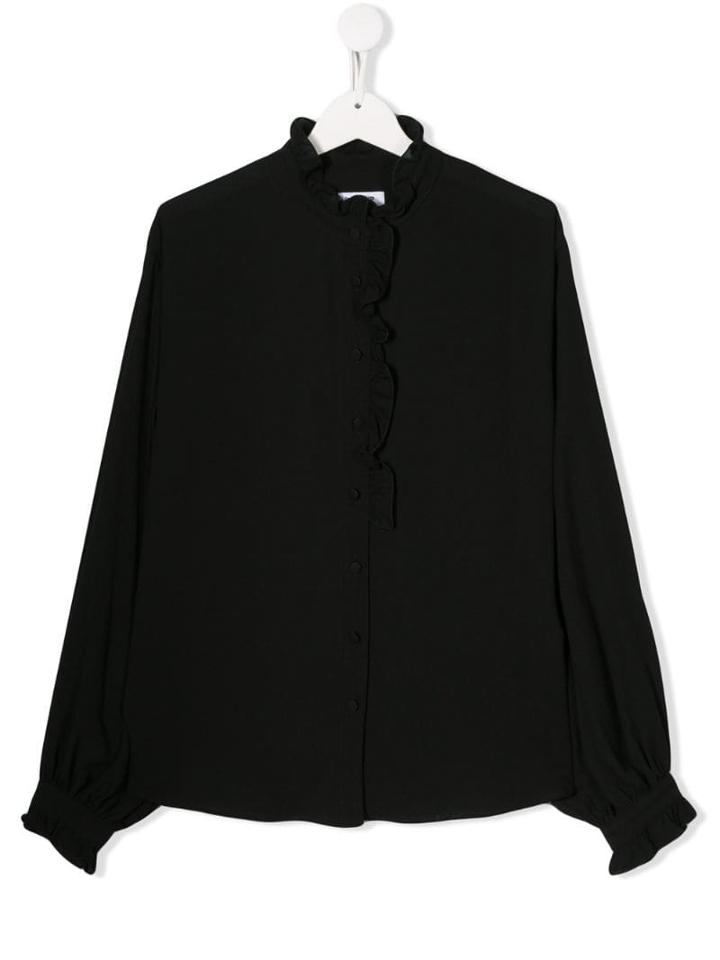 Dondup Kids Teen Ruffle Trim Shirt - Black