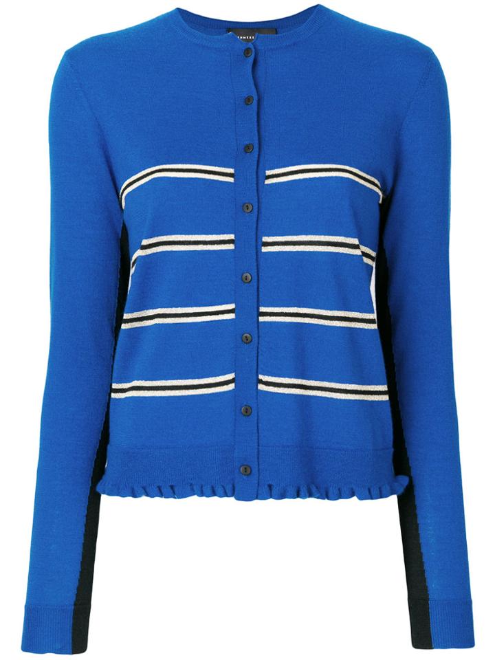 Cashmere In Love Capucine Cropped Striped Cardigan - Blue