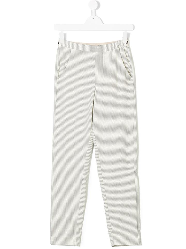 Bellerose Kids Striped Straight Trousers - White