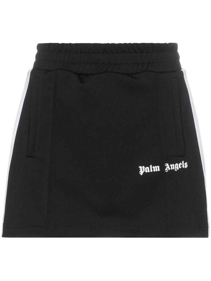 Palm Angels Racing Stripe Logo Mini Track Skirt - Black