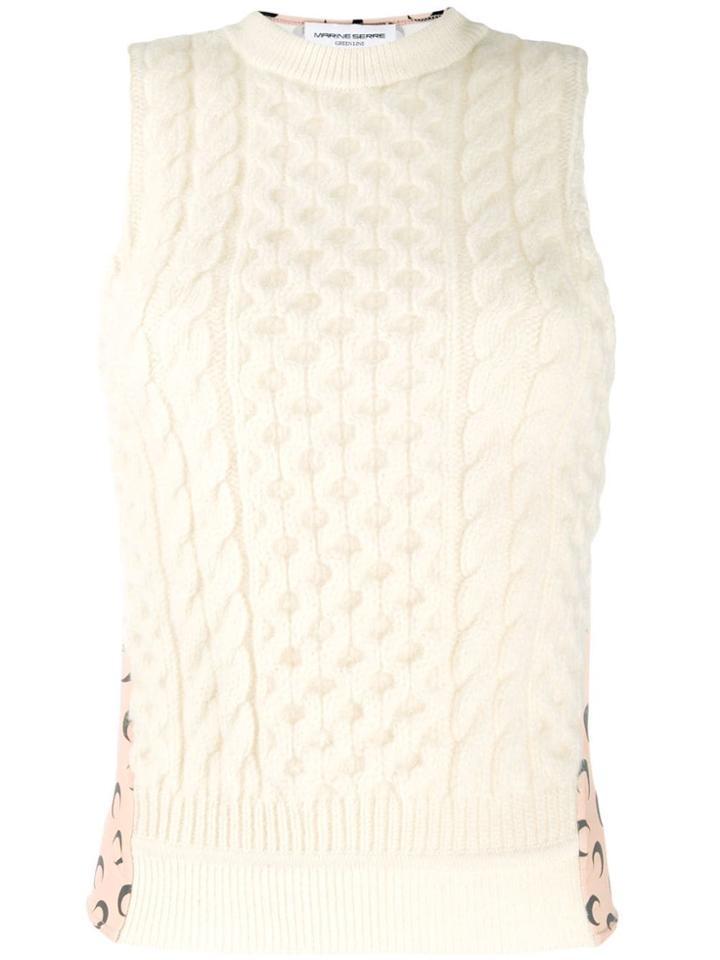 Marine Serre Contrast Knit Top - Neutrals