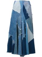 Junya Watanabe Patchwork Denim Maxi Skirt - Blue