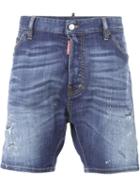 Dsquared2 Distressed Denim Shorts, Men's, Size: 46, Blue, Cotton/spandex/elastane/calf Leather