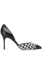 Manolo Blahnik Houndstooth Panel Pumps - Black