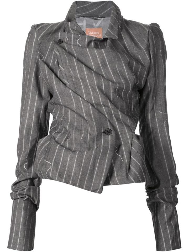Vivienne Westwood Gold Label Pinstripe Blazer, Women's, Size: 8, Grey, Cupro/viscose/wool