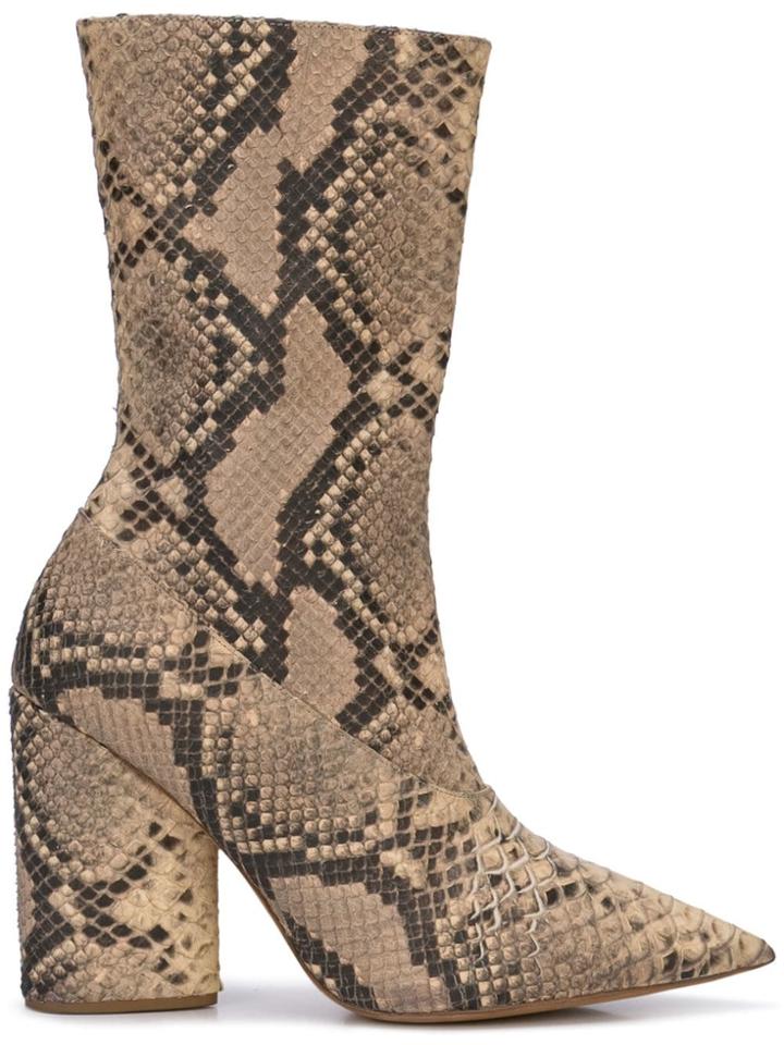 Yeezy Snakeskin Print Mid-calf Boots - Multicolour