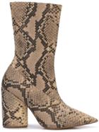 Yeezy Snakeskin Print Mid-calf Boots - Multicolour