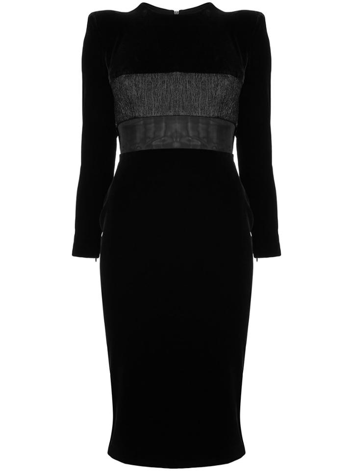 Alex Perry Landon Long Sleeved Midi Dress - Black