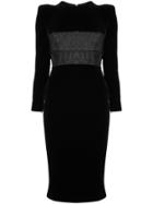 Alex Perry Landon Long Sleeved Midi Dress - Black