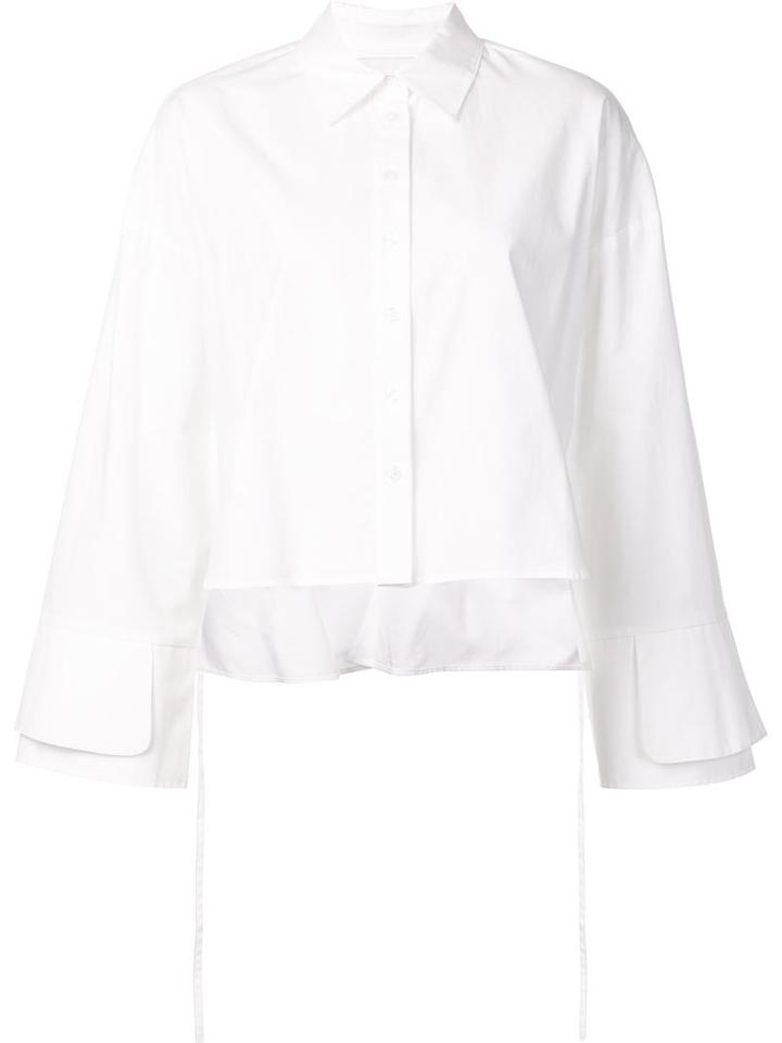 Sandy Liang Flared Sleeve Shirt, Women's, Size: 40, White, Linen/flax/rayon/viscose