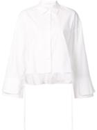 Sandy Liang Flared Sleeve Shirt, Women's, Size: 40, White, Linen/flax/rayon/viscose