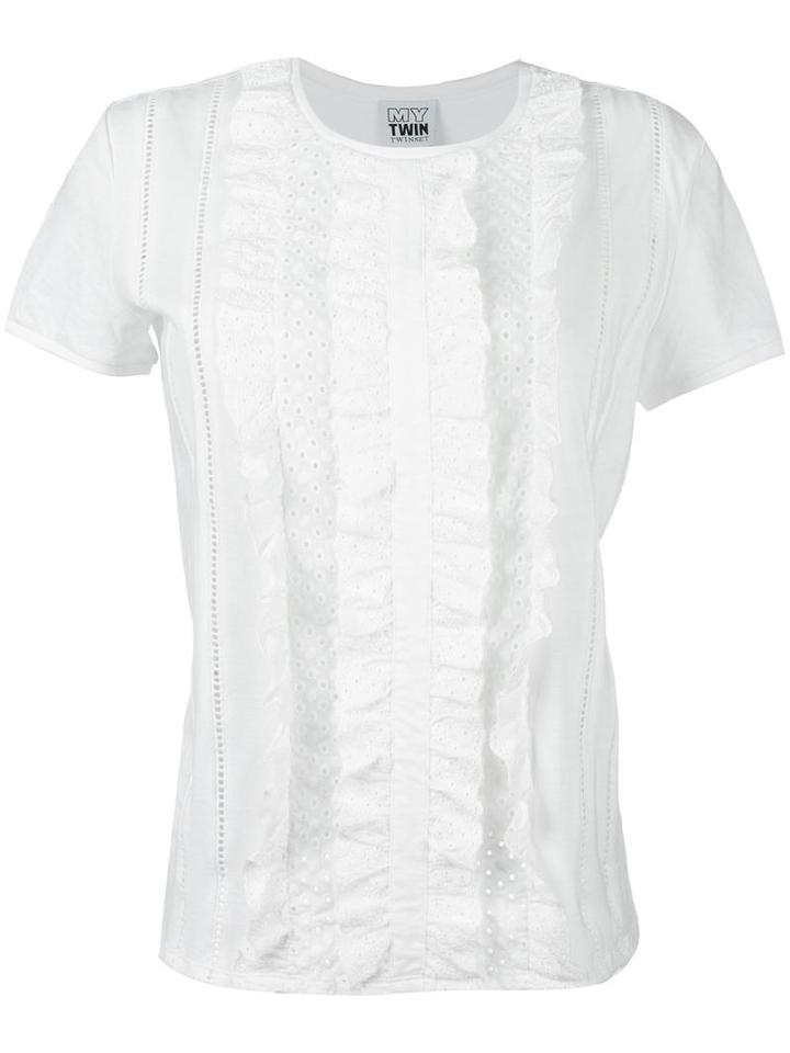 Twin-set Eyelet Lace T-shirt, Women's, Size: Small, White, Cotton