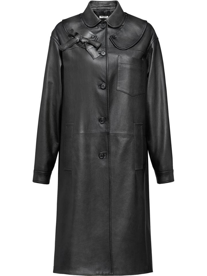 Miu Miu Nappa Leather Coat - Grey
