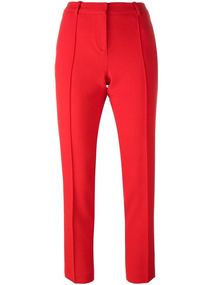 Vanessa Bruno Athé Tailored Cropped Trousers, Women's, Size: 40, Red, Cotton/polyester/spandex/elastane