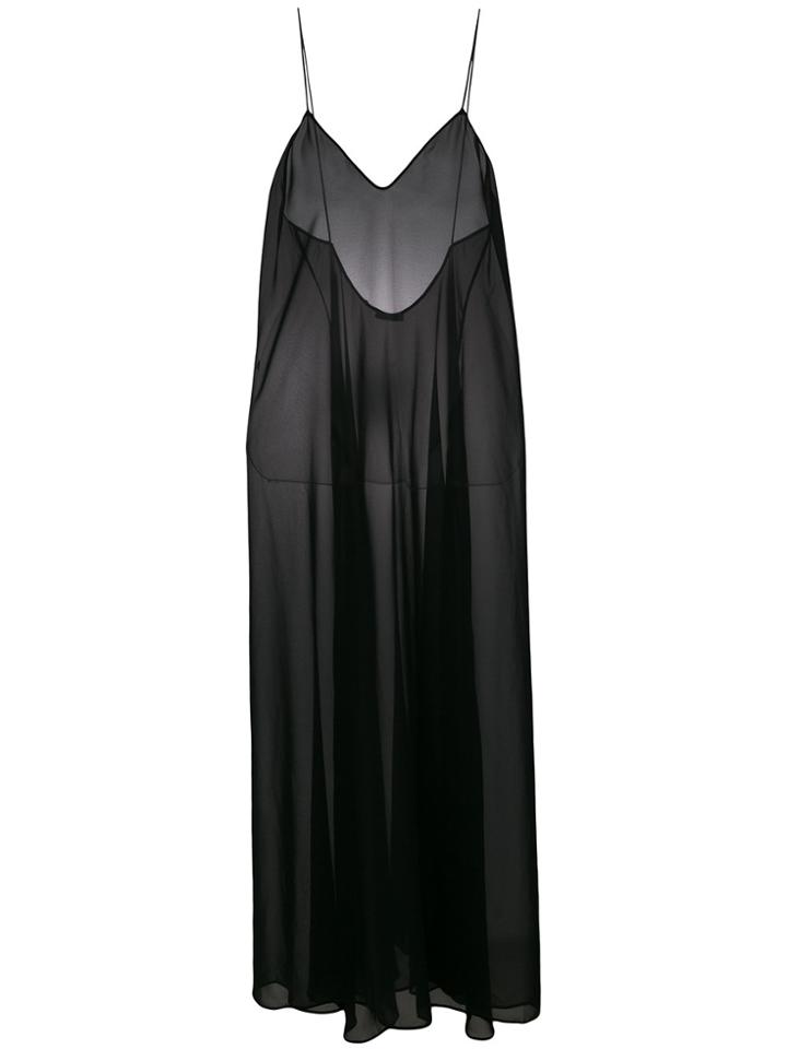 Oseree Semi Sheer Dress - Black