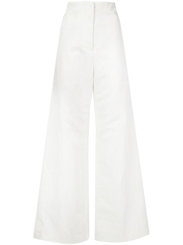 Marni Wide Leg Trousers, Women's, Size: 42, White, Cotton/linen/flax