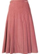 Gabriela Hearst High-waisted Pleated Skirt, Women's, Size: 40, Pink/purple, Cupro/cotton/spandex/elastane