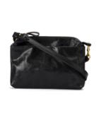 Corneliani Zip Up Shoulder Bag, Men's, Black, Calf Leather