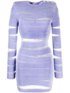 Balmain Sheer Cut-out Bodycon Dress - Purple