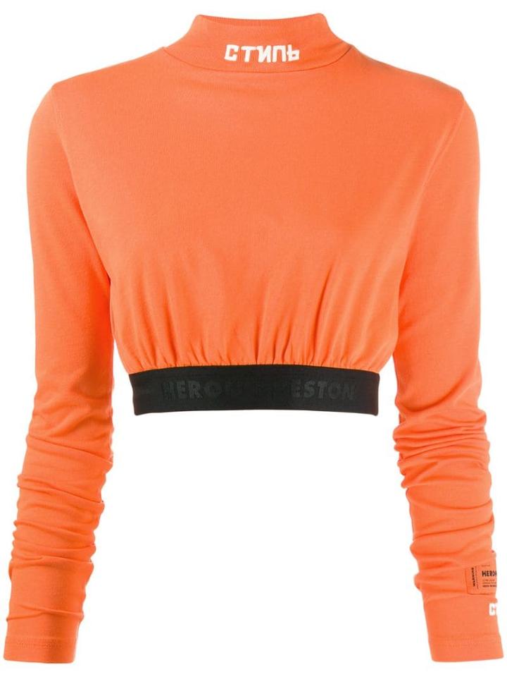 Heron Preston Turtle Neck Crop Top - Orange
