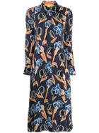 Paul Smith Floral Print Shirt Dress - Blue