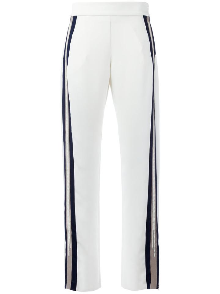 Aviù Striped Side Track Pants, Women's, Size: 44, White, Cotton/polyester