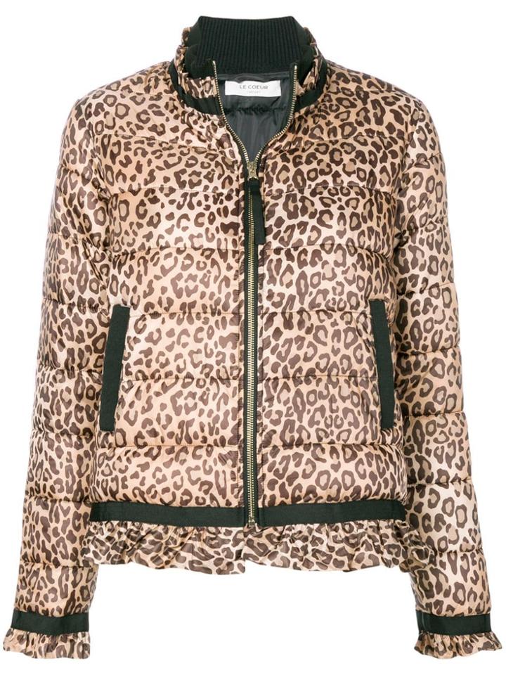 Twin-set Leopard Print Padded Jacket - Nude & Neutrals
