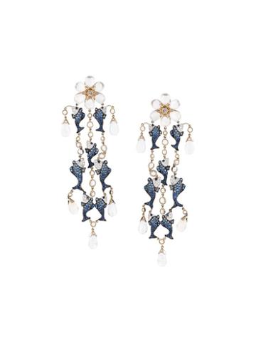 Lydia Courteille Diamond, Sapphire And Moonstone Drop Earrings