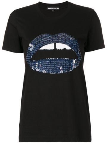 Markus Lupfer - Navy Tassel Heart Kate T-shirt - Women - Cotton - L, Black, Cotton