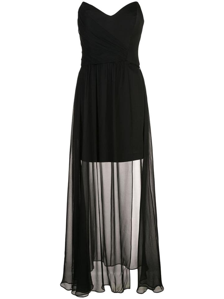 Nicole Miller Strapless Chiffon Gown - Black