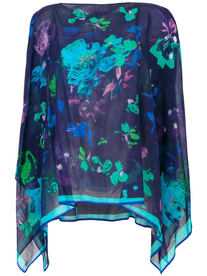 Emanuel Ungaro Printed Cape Blouse - Blue