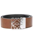 Loewe Logo Buckle Belt, Men's, Size: 95, Brown, Calf Leather