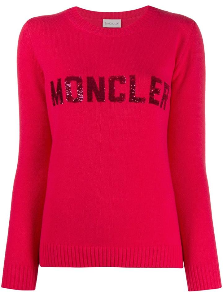 Moncler Sequin Logo Jumper - Pink