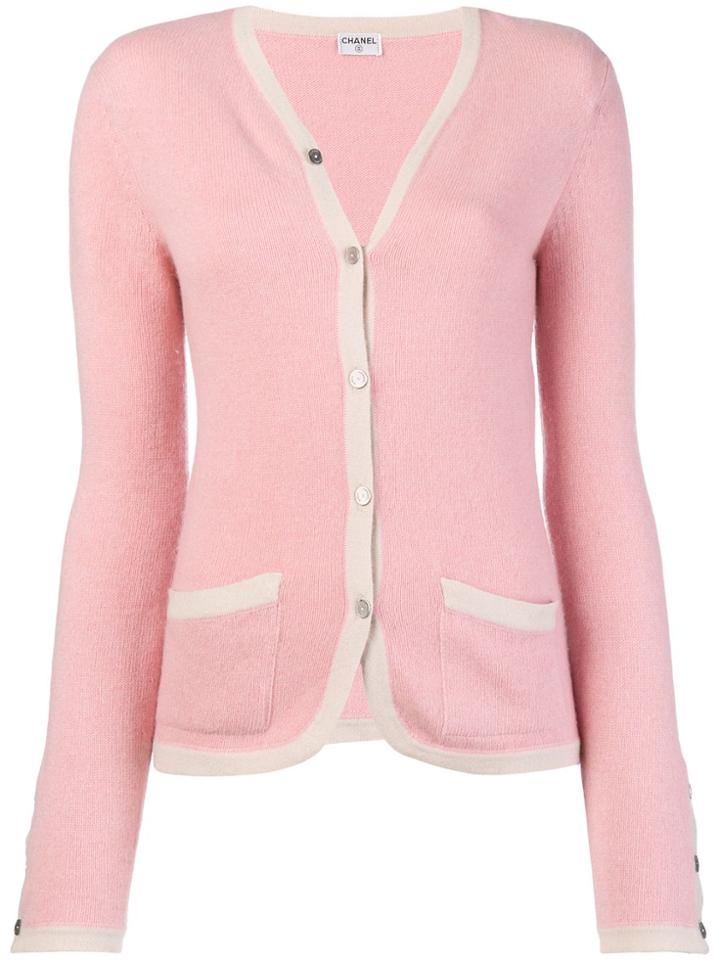 Chanel Vintage Ribbed Trim Cardigan - Pink & Purple