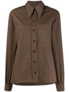 Lemaire Long Sleeved Cotton Shirt - Brown
