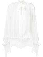 Francesco Scognamiglio Lace Trim Pussy Bow Blouse - White