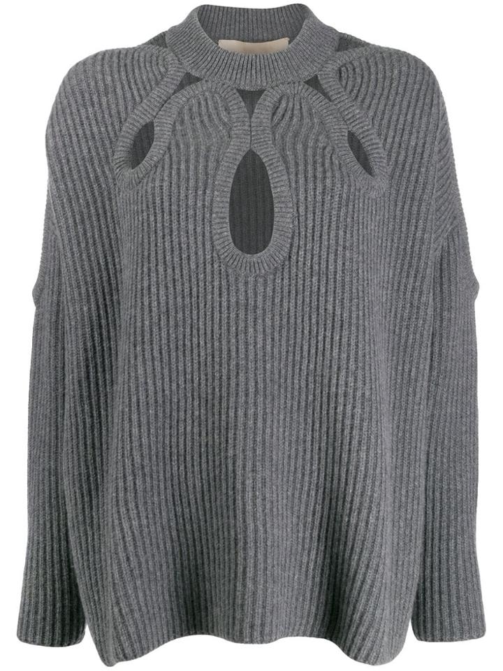 Antonio Berardi Cutout Ribbed Jumper - Grey