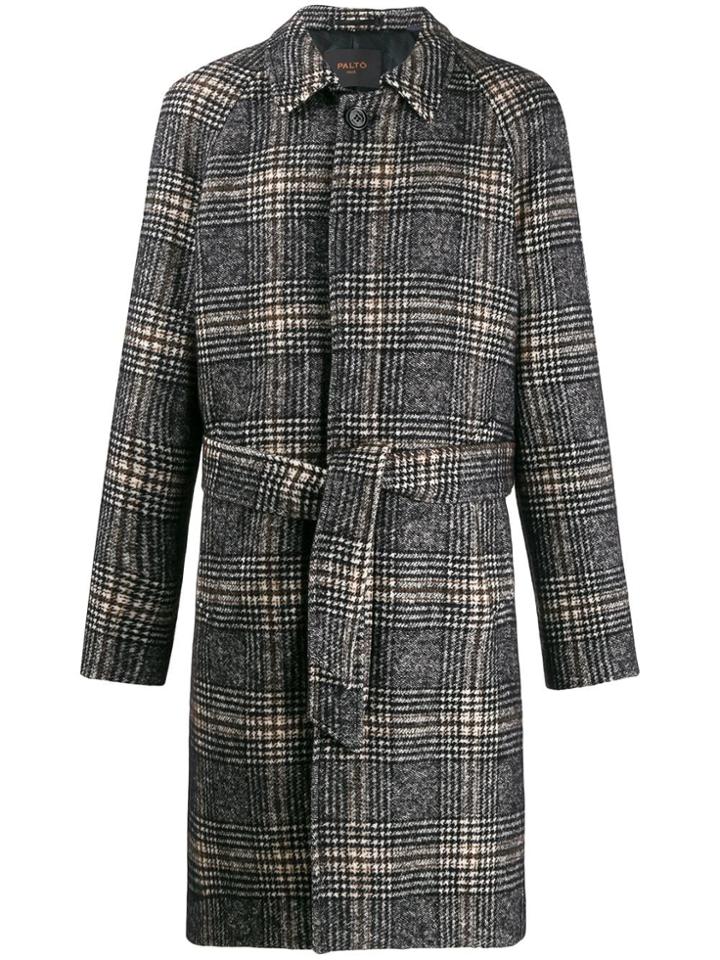 Paltò Bartolomeo Checked Single-breasted Coat - Blue