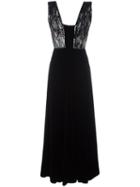Giorgio Armani Sequined V-neck Dress, Women's, Size: 40, Black, Viscose/silk/polyamide
