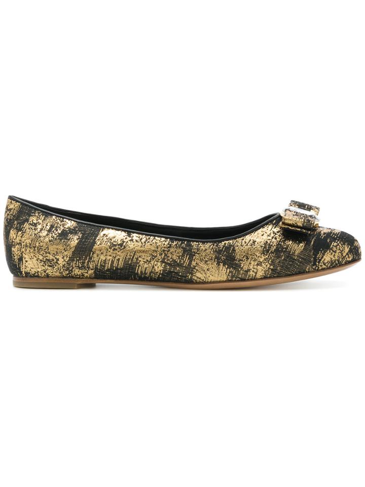 Salvatore Ferragamo Embellished Varina Ballerina Shoes - Black