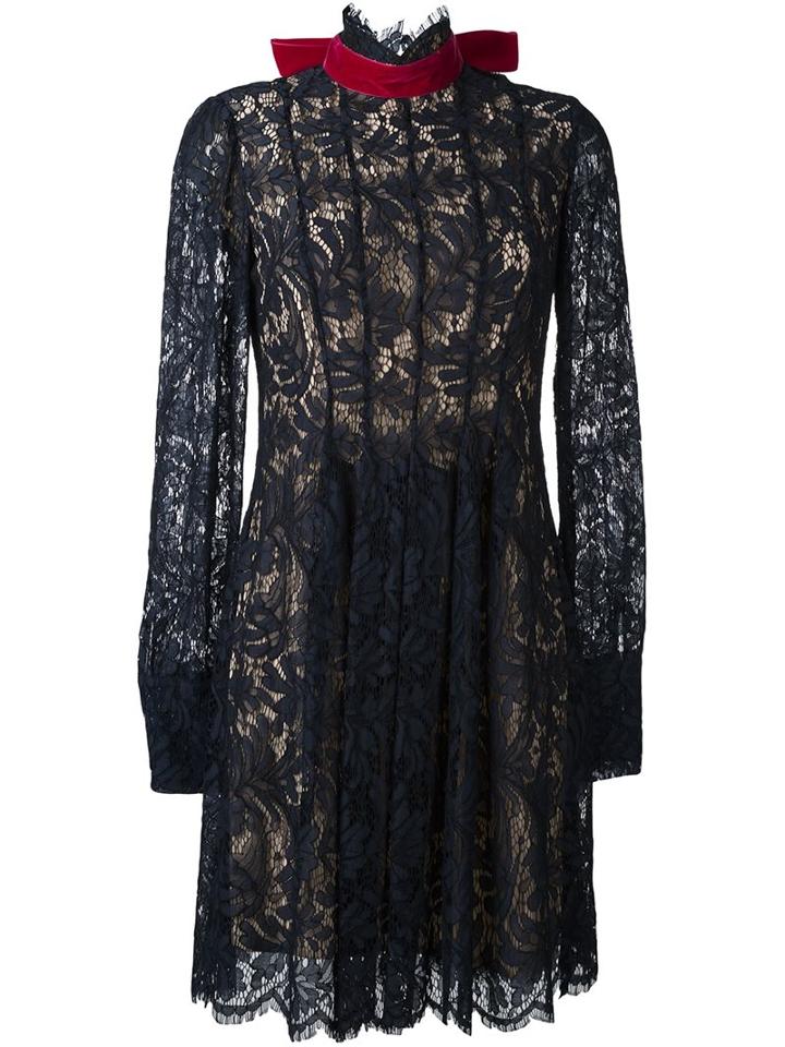 Msgm Floral Lace Pleated Dress