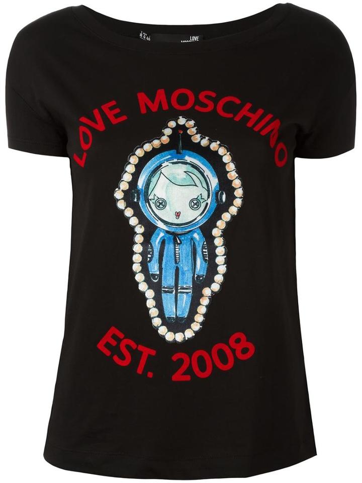 Love Moschino Space T-shirt, Women's, Size: 40, Black, Cotton
