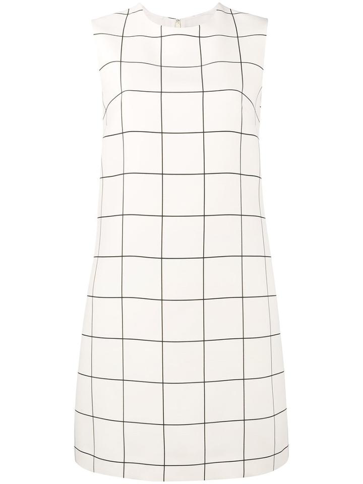 Valentino - Sleeveless Windowpane Print Dress - Women - Silk/virgin Wool - 38, Nude/neutrals, Silk/virgin Wool