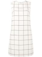 Valentino - Sleeveless Windowpane Print Dress - Women - Silk/virgin Wool - 38, Nude/neutrals, Silk/virgin Wool