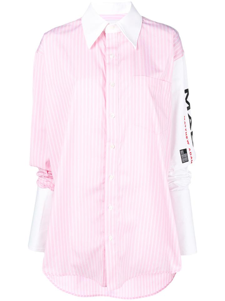 Matthew Adams Dolan Arm Logo Striped Shirt - Pink & Purple