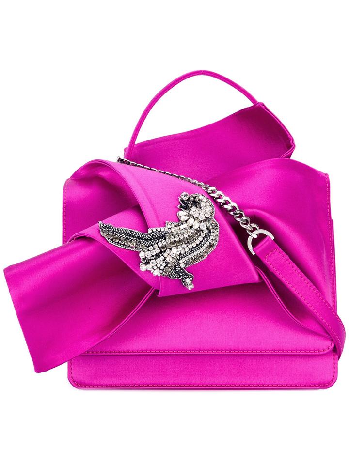 No21 Beaded Trim Cross Body Bag, Women's, Pink/purple, Spandex/elastane/viscose/lamb Nubuck Leather