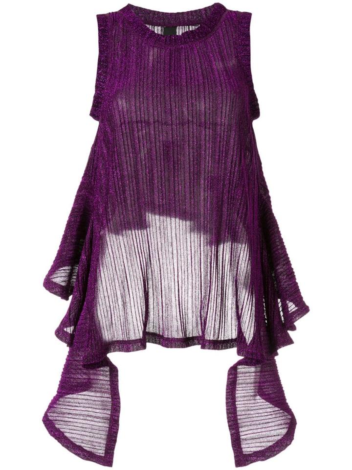 Romance Was Born Metallic-tone Flutter Tank - Purple